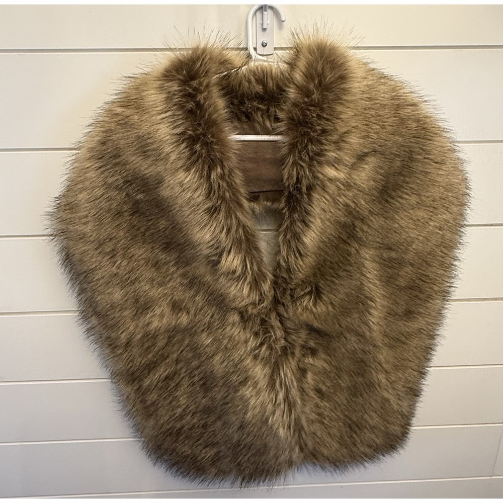 NEW Women's Tulip Bridal Brown Faux Fur Stole Wrap Shaw NWT‎ Size Small